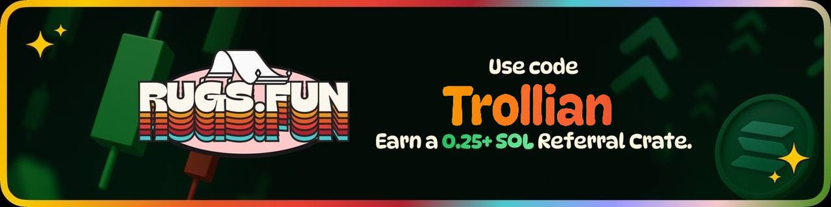 Trollian's tweet photo. 🐸 FREE RUGS CODES 🐸

Time to feed the community.

Want in?

🔥 Follow
🔥 Like + Repost
🔥 Reply with a screenshot showing you're under code TROLLIAN on Rugs
A few lucky degens will be getting Rugs codes dropped in their DMs 👀
Let's see who's actually on the TrollSquad. https://t.co/1mSsBCCEdY
