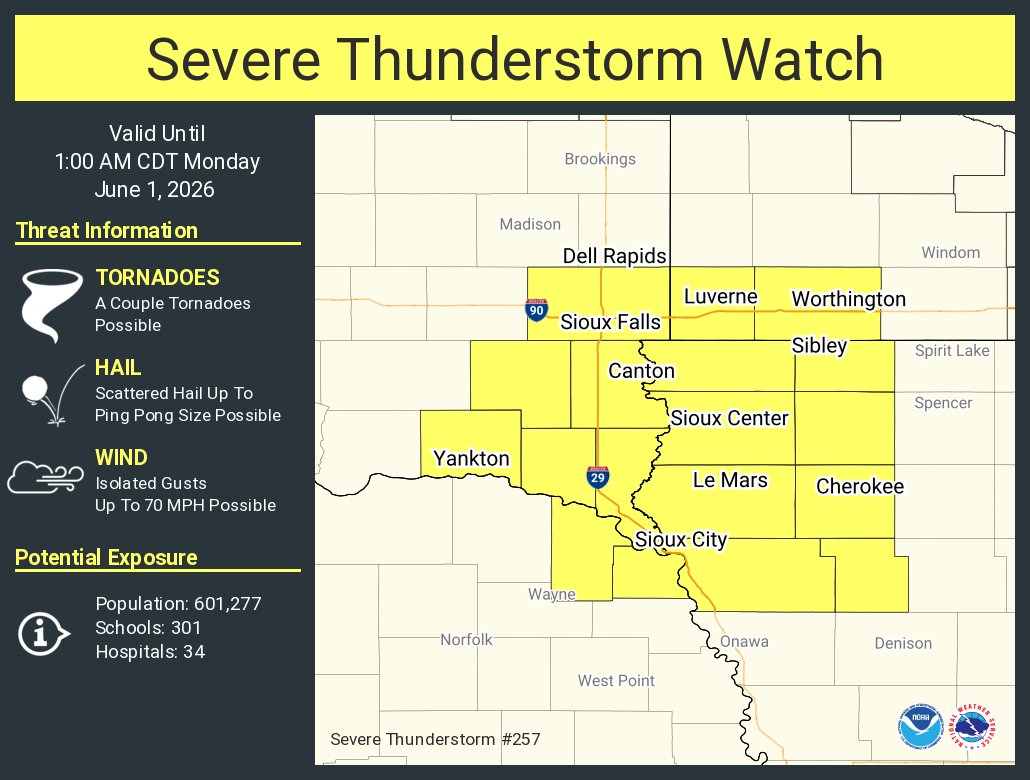 A severe thunderstorm watch has been issued for parts of Iowa ...