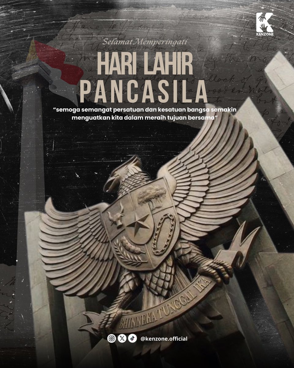 Kenzoneofficial's tweet photo. Beda suara, beda cerita, tapi tetap satu Indonesia. 🇮🇩✨

Selamat Hari Lahir Pancasila, 1 Juni 2026.
Semoga nilai kebaikan, persatuan, dan saling menghargai selalu hidup di hati kita.

#HariLahirPancasila #KenzoneOfficial #Kenriz https://t.co/I1enqKusRl