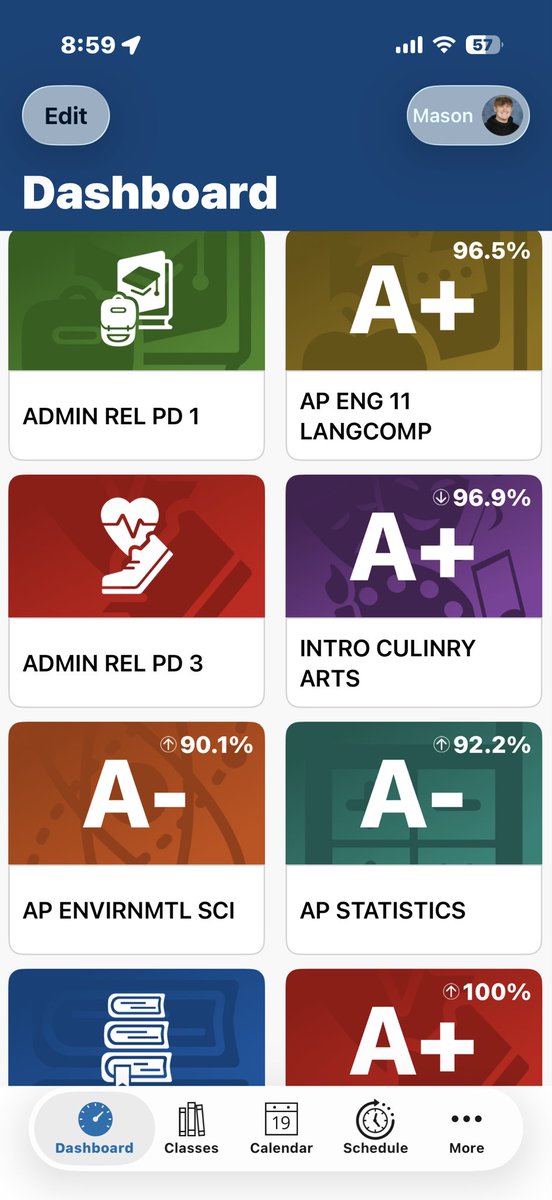 mason_bum's tweet photo. End of Junior year grades https://t.co/eZ4mZDIjii
