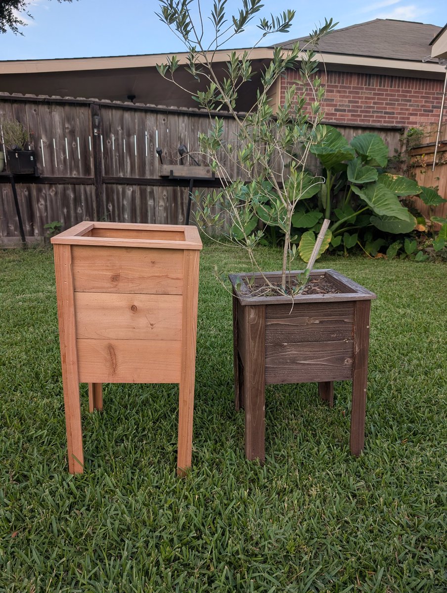 BBQBryan's tweet photo. Almost done with another cedar planter.  Wanted a little deeper and taller (30") for the next bush, might only go 2 and a half boards deep next time though. https://t.co/pUhsizljSC