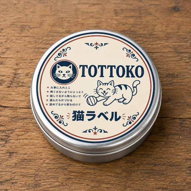 aruBuy's tweet photo. 福岡の方言の中でも耳障りの良い言葉とは。
とっとこ。とっとーと。とっとく。
何かを取っておくことを表現する言葉。
 
今回は大事なモノを『とっとく』入れ物で猫ラベルの昭和レトロ風なブリキ缶を。
下記に注意してね。
・大事にいれとこ
・無くさないようにとっとく
・隠してるから取らないで
・遊んだら片づける
・舐めてるから気を付けて
 
ブリキ素材のメンタム缶に小物アクセサリーはもちろん、お菓子屋や大事な猫ちゃんのフードやおやつを入れとくのがおススメ。