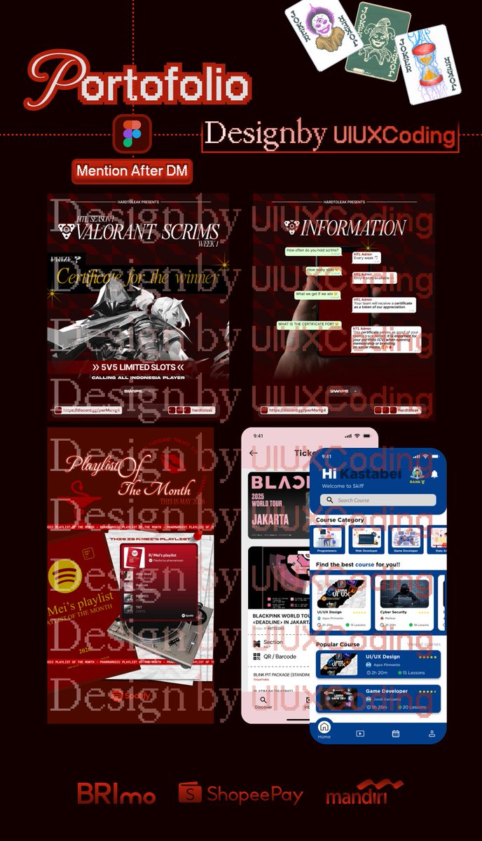 uiuxcoding's tweet photo. Open jasa design 24jam mulai yang biasa aja sampai yang aneh dan complex (all concept)‼️

💻ui/ux mobile&amp;web
📜poster
📄slide presentation
🎥video editing
📸insta story or feed
📰banner

daily task kaya tulis tangan, cari jurnal dan lain-lain juga bisa, gas dm aja
 #zonauang https://t.co/bSSPM94h3o