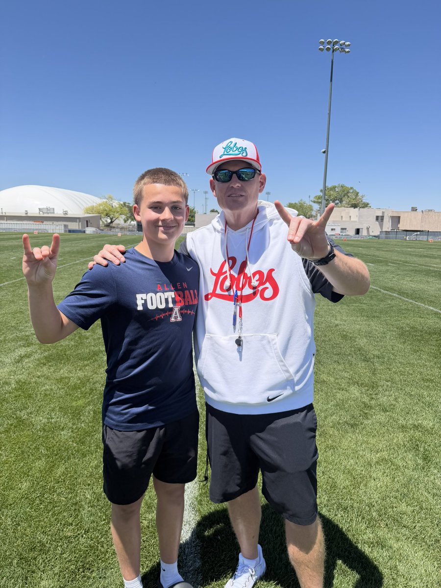 HudsonBeck16's tweet photo. Had a great time competing and learning at the New Mexico football camp! Thank you @CoachErikLink and @CoachMartin8  #BosUp 🐺

@RecruitAllen @alleneaglesfb @KICKNATION @CoachLWig @TheCoachJohns @Coach_Gonzales @CoachShawD @CadenBeck_ https://t.co/dwIwNpGAOt