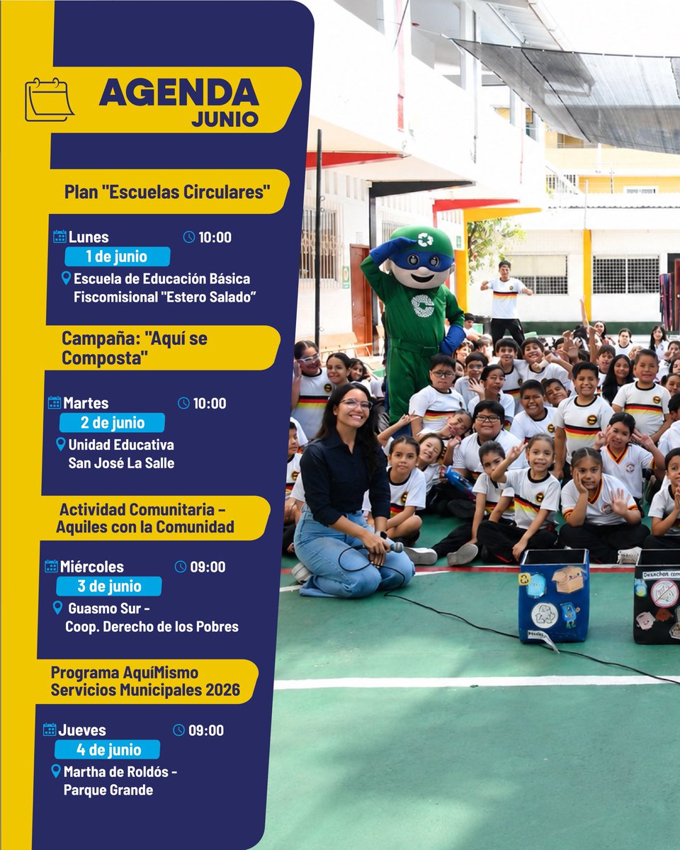 circular_ep's tweet photo. ♻️📍 Esta semana seguimos recorriendo la ciudad, acercando acciones sostenibles, reciclaje y participación ciudadana a más sectores de Guayaquil.

Cada acción suma a la construcción de una ciudad más limpia, consciente y comprometida con la economía circular.

#AsiSeHaceGuayaquil https://t.co/iWsWq40cod