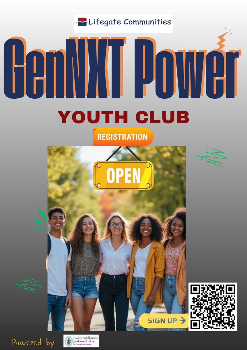 LifegateCommun's tweet photo. @LifegateCommunities launches 'GenNxt Power', a FREE youth club combining sports, physical activities and life skills development for young people aged 12-18 across #Walsall. 
Places are limited, scan QR code to register or follow the link below 
https://t.co/B7CiqQONGC https://t.co/OnrlQksYC3