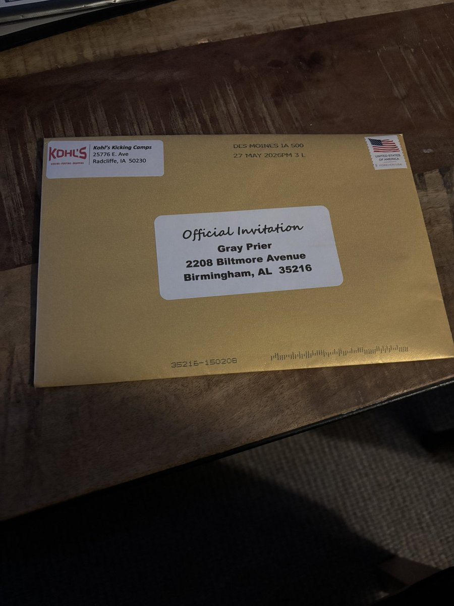 grayprier's tweet photo. Thank you @KohlsKicking for the invite to the National Scholarship Camp! Can’t wait to compete!
-
@trlong02 @CoachJamesVH @CoachLundberg @RecruitTheHills @AL7AFootball 
- https://t.co/S4Wem4gIp1