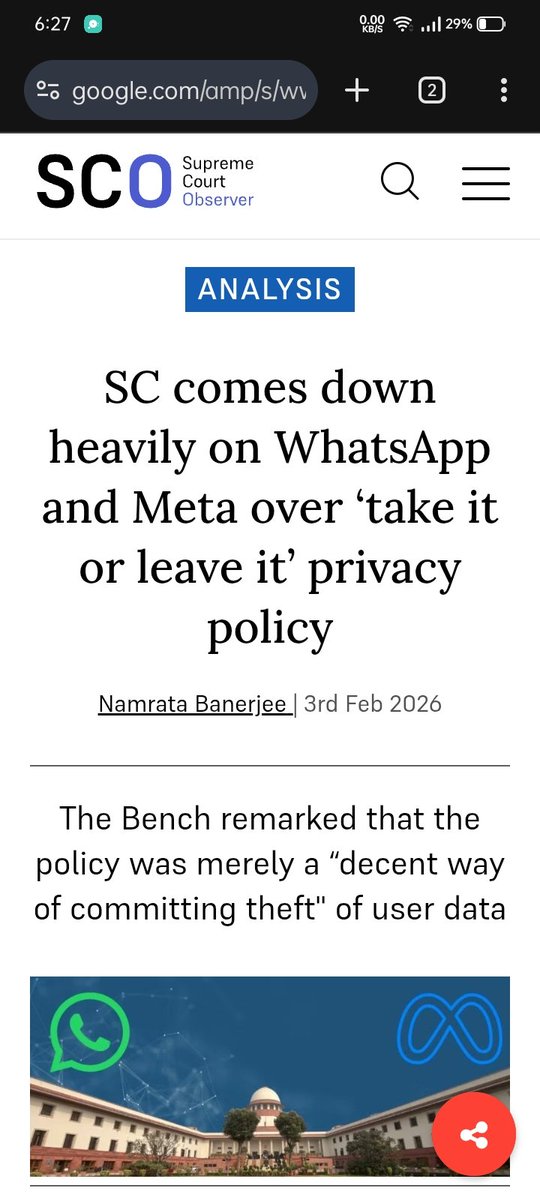 thenicktin's tweet photo. @metaindia @meta @WhatsApp 
Being Being citizen and user from India, with your new privacy policy still in question by Honourable Supreme Court of India, why I'm forced to accept "privacy policy", earlier there was an option to skip but now I'm just forced to accept it. https://t.co/1roYbTR692