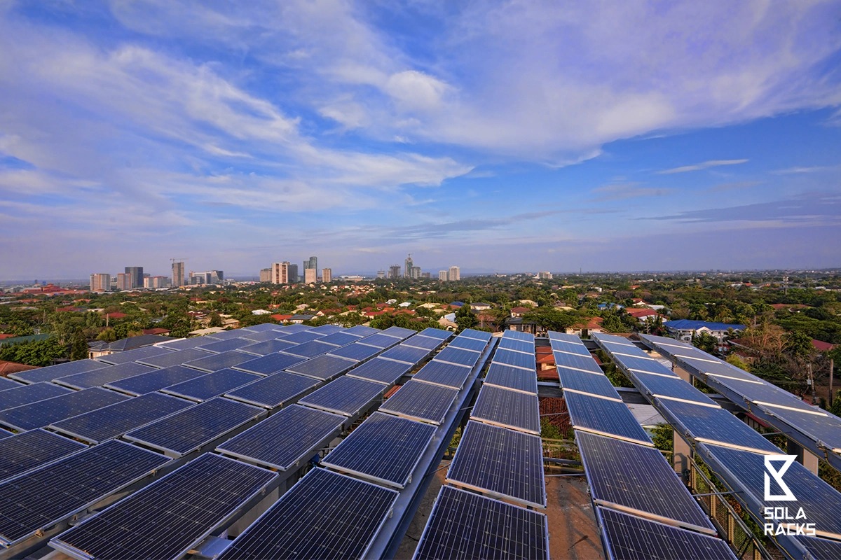 solaracks's tweet photo. ~500 panels on a manufacturing facility roof — L-feet anchored to structural ribs, wind-load rated, tropical climate hardened. Manufacturing doesn't stop. Neither does the solar. #Solaracks #BeSupported #theboringracks #solarmounting #solarracking https://t.co/SV7URYAnKT