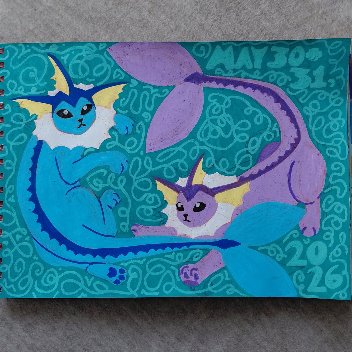 monicatpress's tweet photo. my end of #mermay cheat treat: #vaporeon 💙💜 https://t.co/XDHc16k6U4