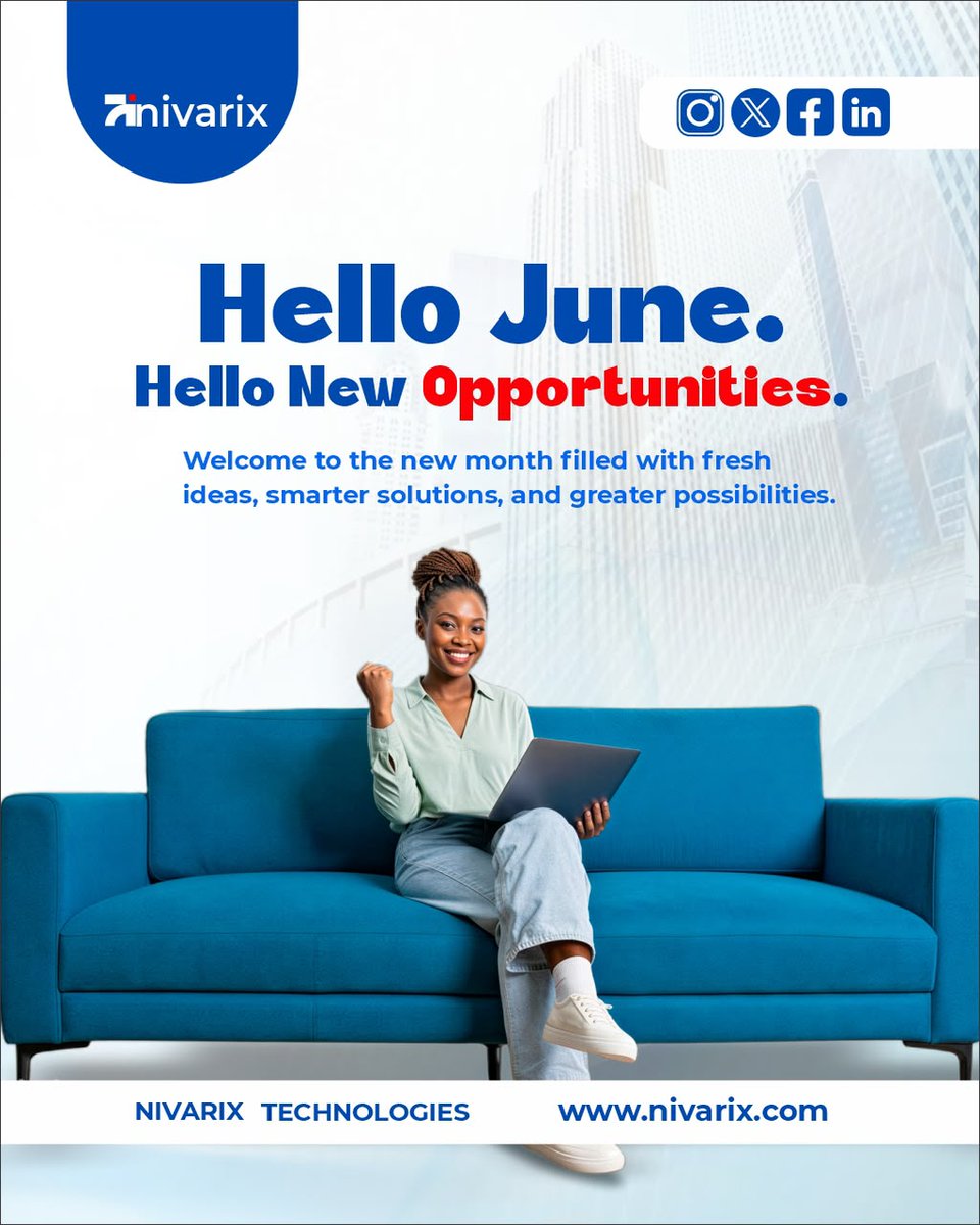 NivarixTech's tweet photo. Hello June!

A new month brings new opportunities, new challenges, and new possibilities.
At Nivarix Technologies, we're excited about what lies ahead as we continue building innovative solutions that empower businesses, professionals, and communities through technology.

Thanks https://t.co/o9PQnrwwyI