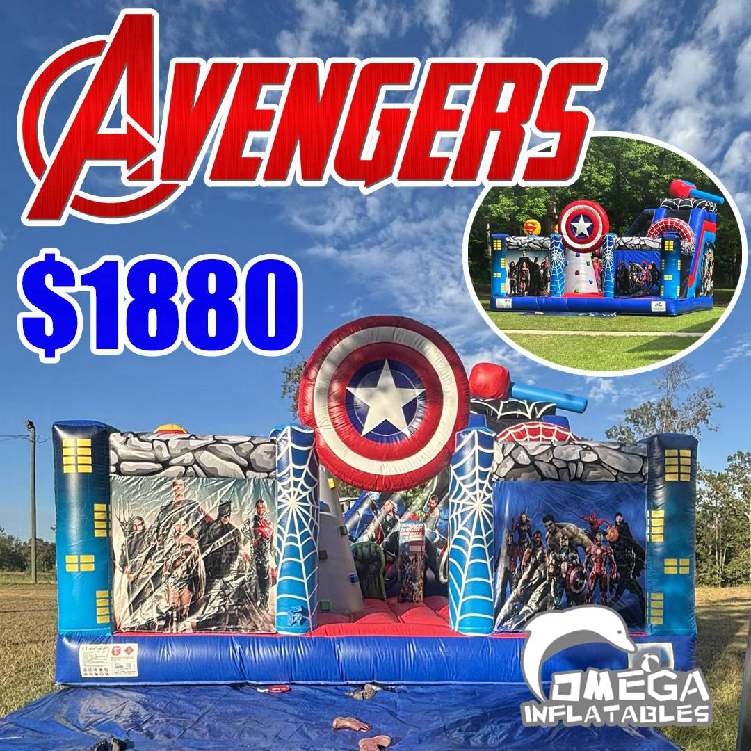 omegainflatable's tweet photo. 😎Nice photo feedback of Avengers Playland, by our customer in Alabama🤗Contact us for more details if interested and check more #inflatables from https://t.co/rKFEvy9pu4🐬 https://t.co/TbHEYDLZol