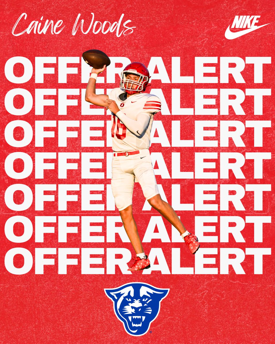 Dalton_Cats_FB's tweet photo. Congratulations to 2028 QB Caine Woods (@CaineWoods2028) on receiving an offer from @GeorgiaStateFB 

#GBR #DaltonRecruits https://t.co/7jbwxR2b43
