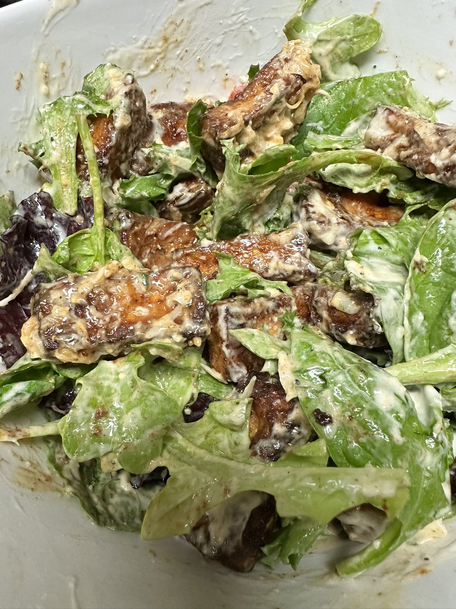 fisherco's tweet photo. I’m still on my Crispy Buffalo Tofu Caesar Salad bullshit but this time I’ve taken it on the road to Montana 😂

Recipe: 
https://t.co/YdbDnsKfc8 https://t.co/3YDH8r0Ubz