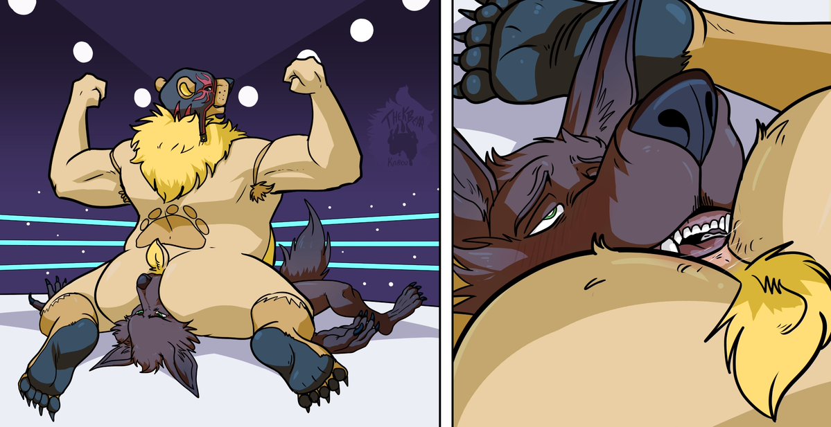speechless_wolf's tweet photo. Karou pinning down Baxter once again and making sure he gets a good taste of defeat.

Art &amp; Karou by @TheKinkBear https://t.co/BuqKmjtqF1