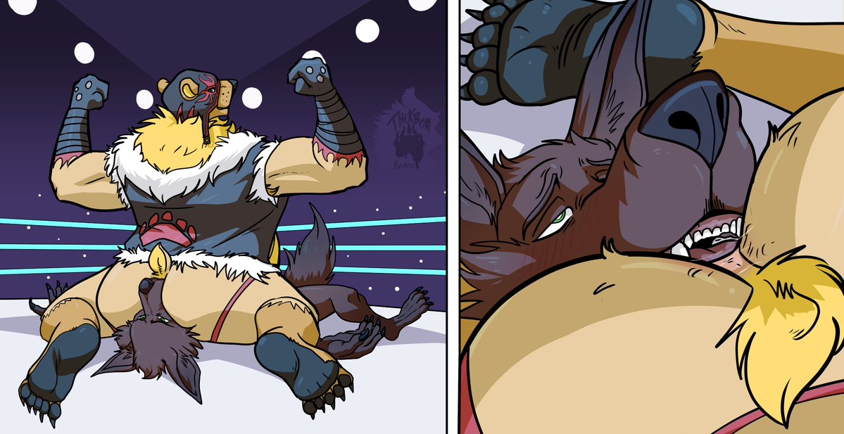 speechless_wolf's tweet photo. Karou pinning down Baxter once again and making sure he gets a good taste of defeat.

Art &amp; Karou by @TheKinkBear https://t.co/BuqKmjtqF1