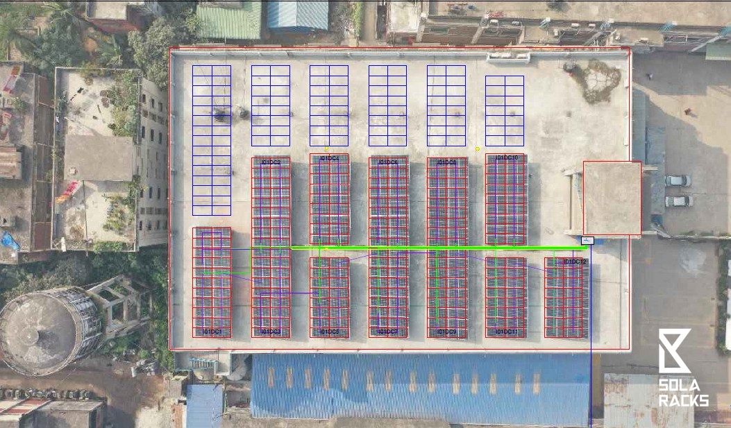 solaracks's tweet photo. Before the first bracket is bolted, every project is mapped in detail. 183.01 kWp industrial rooftop solar, grid-tied. Trina Solar modules, SMA inverters, Solaracks mounting. #Solaracks #BeSupported #theboringracks #solarmounting #solarracking https://t.co/um6h0ax2UT