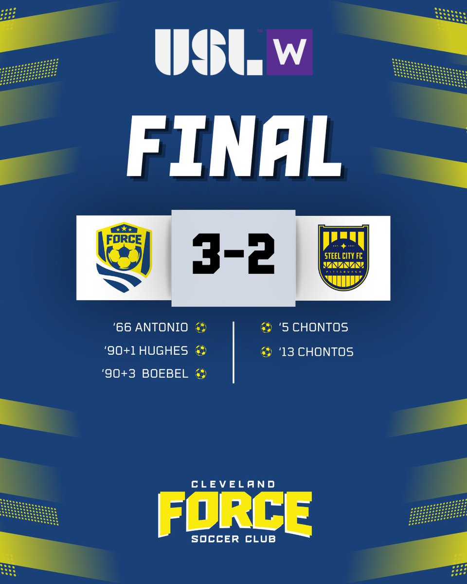 ClevForceUSL's tweet photo. FINAL CLE 3-2 SC

Force completes the comeback after being down 0-2 at half for 3 points in our first game at home! Way to play and battle back Force!!!!

#CHIRP #ClevForceUSL #USLWLeague https://t.co/fuZ6hEft0M
