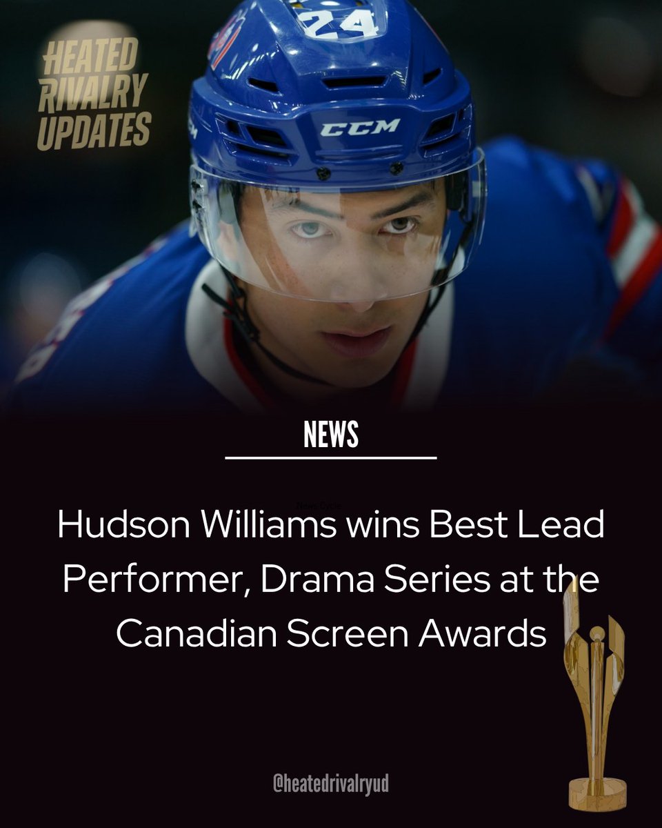 heatedrivalryud's tweet photo. Hudson Williams has won Best Lead Performer, Drama Series at the 2026 Canadian Screen Awards. https://t.co/hVSf01KhS3