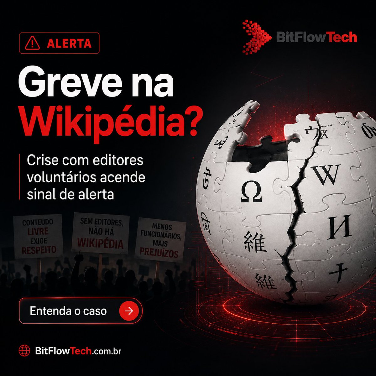 BitFlowTechBR's tweet photo. A Wikipédia pode enfrentar uma greve inédita de editores voluntários após demissões na Wikimedia Foundation.

A crise levanta um alerta: quem sustenta o conhecimento livre na internet?

Leia no BitFlowTech:
 https://t.co/V7RUHAAPwQ
#Wikipedia #Tecnologia https://t.co/fQfBzOA0cv