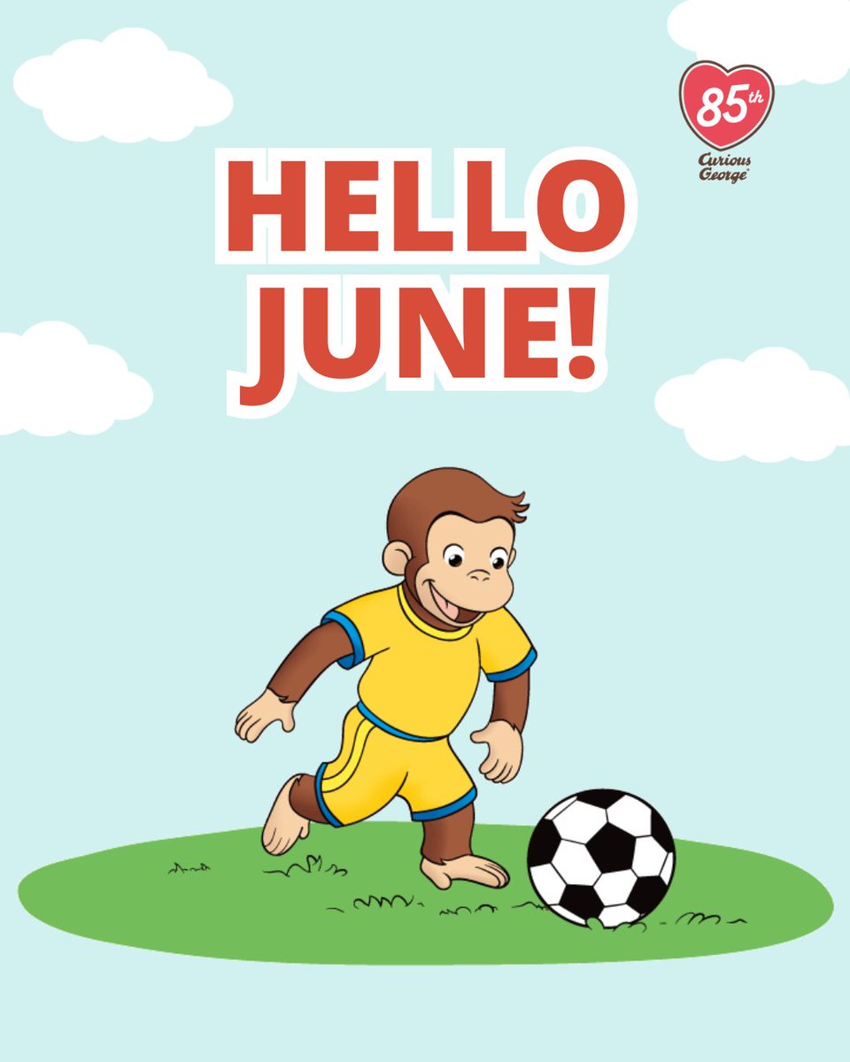 osaru_george_jp's tweet photo. 🍌Hello June🍌

今日から6月！ お外遊びが楽しい季節になってきましたね⚽️
サッカーを楽しむジョージのように、 元気いっぱいパワフルに駆けぬける 楽しい1ヶ月にしましょう🤩✨

サッカーといえば…
ジョージの「サッカー日本代表ver.」グッズも好評販売中⚽️🇯🇵！
嬉しい続報も…👀？どうぞお楽しみに🙈💛！

おさるのジョージ🐵
