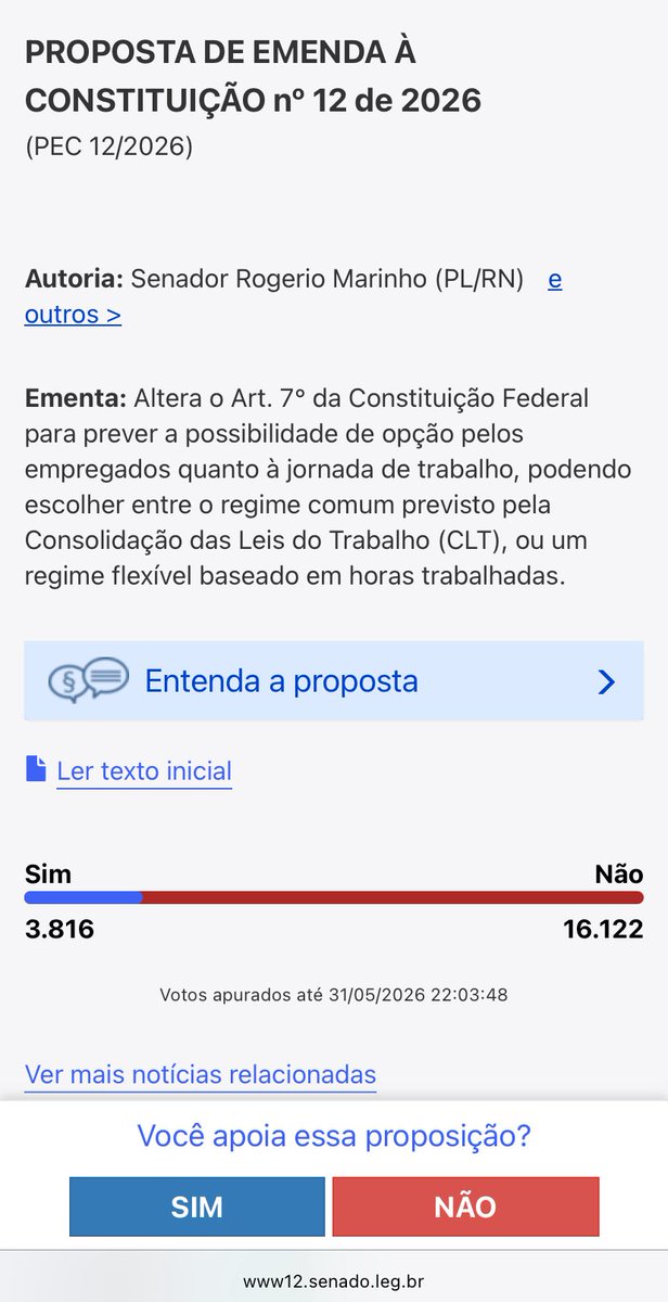 g_vgouvea's tweet photo. 🚨VOTEM NÃO NA PEC DO PATRÃO! 

O Senado abriu uma consulta pública sobre a PEC das “horas flexíveis”, que quer deixar o trabalhador brasileiro refém da negociação com o patrão em vez de acabar com a escala 6x1. 

VOTE NÃO: https://t.co/RCpTvoWDC1 https://t.co/9oA0cF7tud