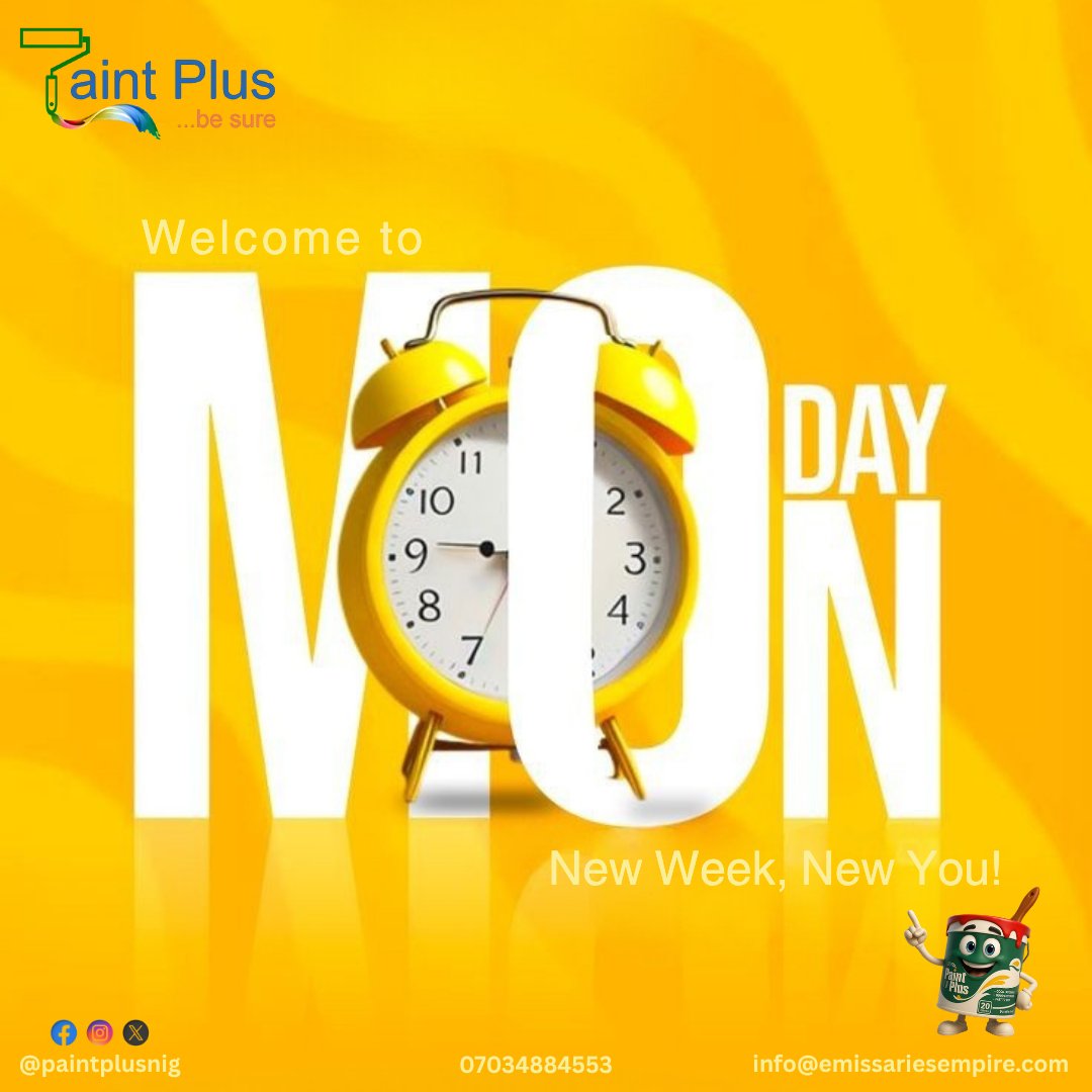 paintplusnig's tweet photo. Welcome to the new week! We are excited about the opportunities that lie ahead and hope this week brings you success and fulfillment. We're here to provide the support and resources you need to make the most of it. Let's make it a great week together! https://t.co/Y2KMbMLiZw