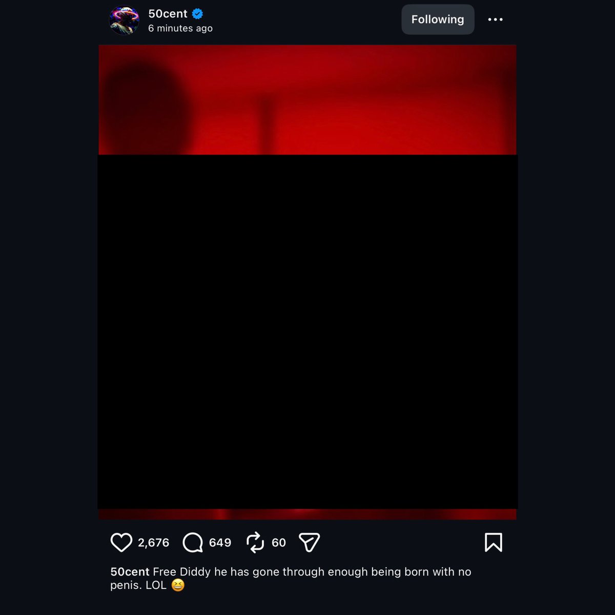 MahiQueen51176's tweet photo. Free Diddy he has gone through enough being born with no p-nis. LOL 😆”

50 Cent speaks on Diddy, Daphne Joy (his baby mama) and Sly Diggler’s leaked tape.
👇
https://t.co/TY124Nger3 https://t.co/QlpXQoRYnm