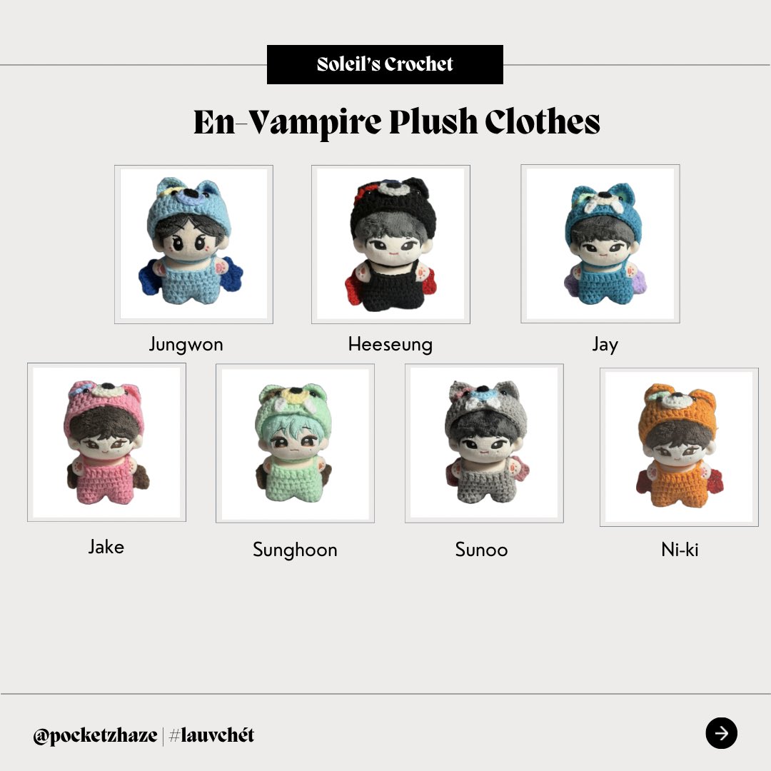 solernity's tweet photo. wts  lfb , ph — #pocketzsells 🍀

𓆩♡𓆪 5-10cm en-vampire plush inspired clothes 🎼

★ ₱90 ea / OT7 = ₱550
✰ made to order
★ x impa , sensi
✰ doo &amp; dop : June 15, 11:59pm.

🌐 GO = dm

order form :
https://t.co/VvmBUjp9iX

⌗ wts lfb enhypen dolls crocheted crochet clothes https://t.co/TladRAL05U