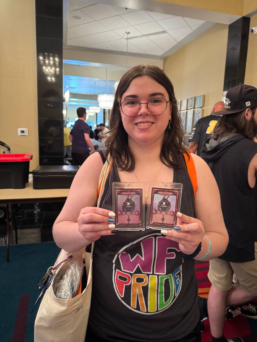 TOTYMCollection's tweet photo. At Tidewater Cards &amp; Collectibles, we had a new TOTYM fan pull 2 chase cards [Motthew Imposter (0.4%) and Motthew Imposter Holo (0.395%)] out of the first 4 packs opened. That's about 1 / 250 packs for EACH. 🤯 Please go buy a lotto ticket!! 🍀🤞✨ https://t.co/9rVMrcp0VT