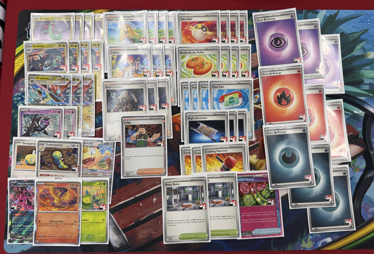 ZanderBennett's tweet photo. 9-3-1, Top 64 with Prize Pack Dragapult (except I still need pults for NAIC 😭) my Day 2 losses were “out of my control” and my Day 1 loss was the list that won the event. Very surprised to be Nashville’s lone soldier in Day 2, everybody was very supportive ❤️ naic here we come https://t.co/CVENHIed8t