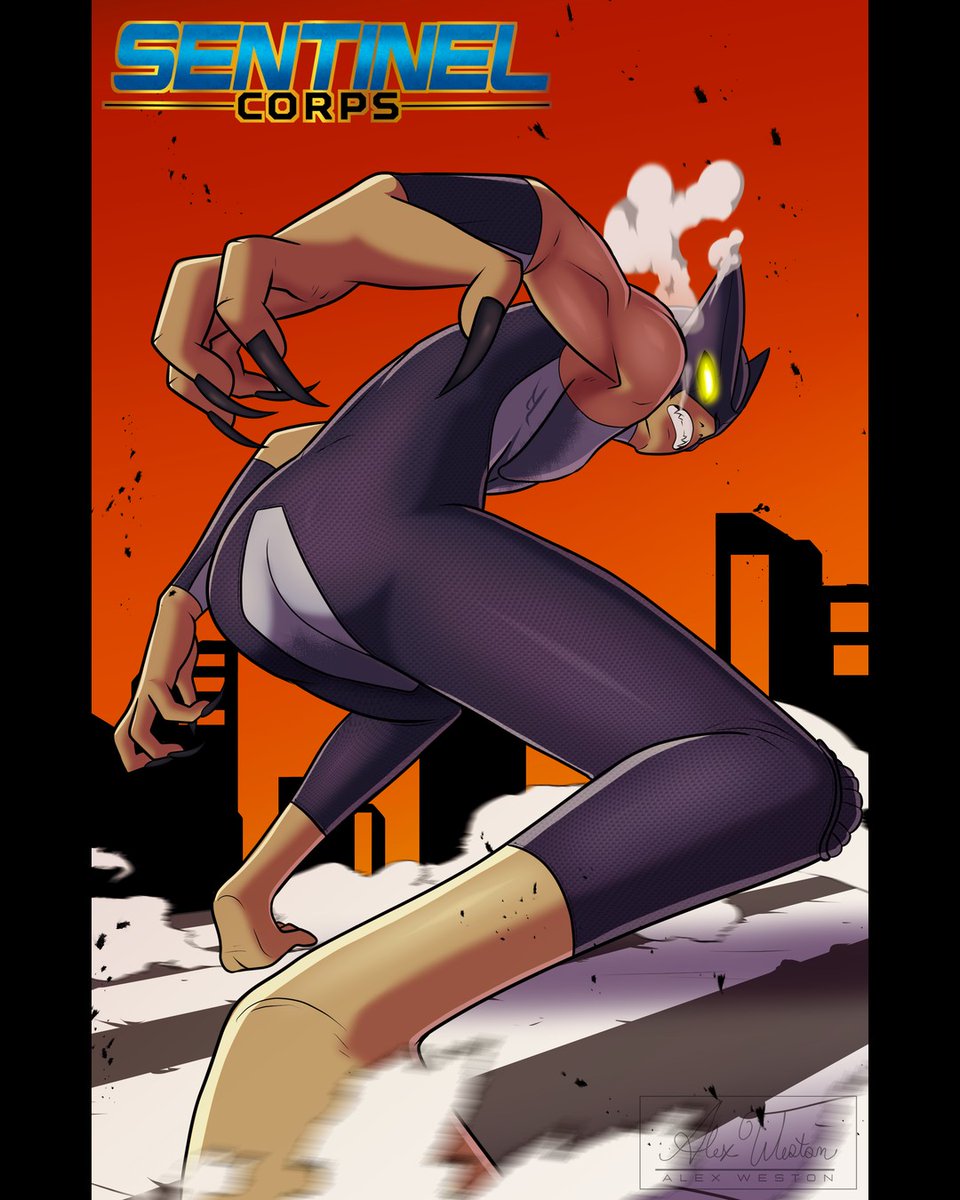 SentinelCorps45's tweet photo. A new print of Apex in a dynamic pose. 
#sentinelcorps #indiecomics #superhero #comic #webcomic #oc https://t.co/Uy9MTMdTsL
