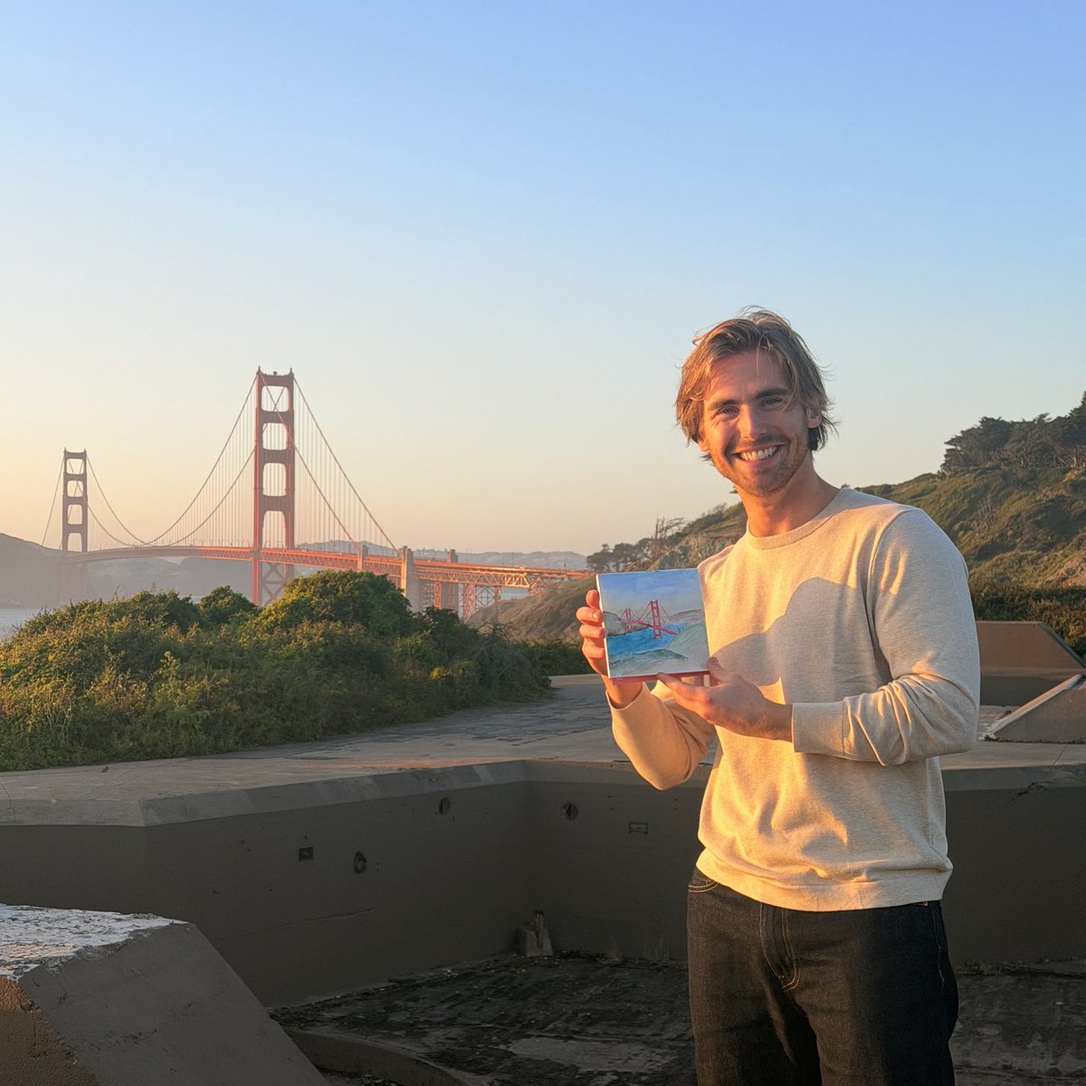 TobinSouth's tweet photo. claude code is great but have you tried painting the golden gate bridge while watching the sunset? https://t.co/m5oLprjyWX