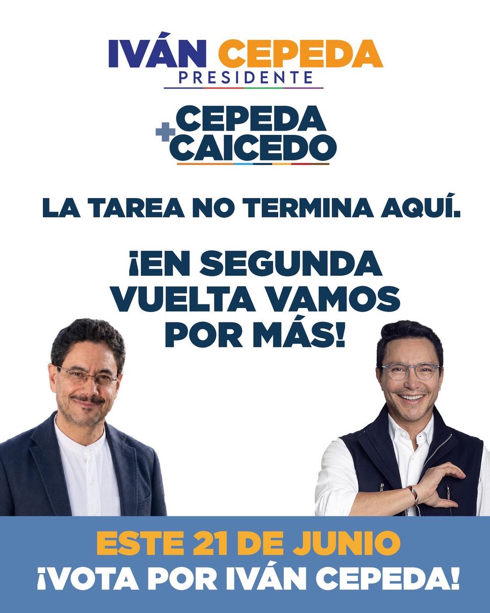 carlosecaicedo's tweet photo. La democracia está amenazada. La denunciada manipulación al censo electoral y la inclusión de 800 mil cédulas de forma irregular conforme denuncia el presidente @petrogustavo nos obliga a ser vigías y cuidadores. Hoy más que nunca debemos estar unidos para proteger lo más sagrado de nuestra República.  

Colombia nos exige ir más lejos. Nos corresponde redoblar esfuerzos, recorrer cada territorio, tocar más puertas y convocar a más colombianos. Lo que está en juego es vital e importante.

No vamos a permitir que el fraude, el miedo, los privilegios de siempre y quienes quieren devolvernos al pasado decidan el futuro del país. Es hora de multiplicarnos.

Vamos por la victoria este 21 de junio con @IvanCepedaCast presidente.