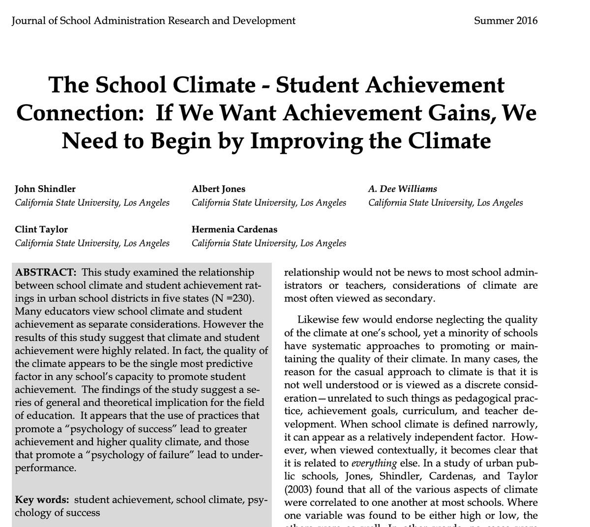 JSARD_'s tweet photo. From the JSARD archives:

If We Want Achievement Gains, We Need to Begin by Improving the Climate

#SchoolCulture #EdLeaders #OpenAccess

PDF --> https://t.co/wCKNiuIgrX https://t.co/giSf96CzCo