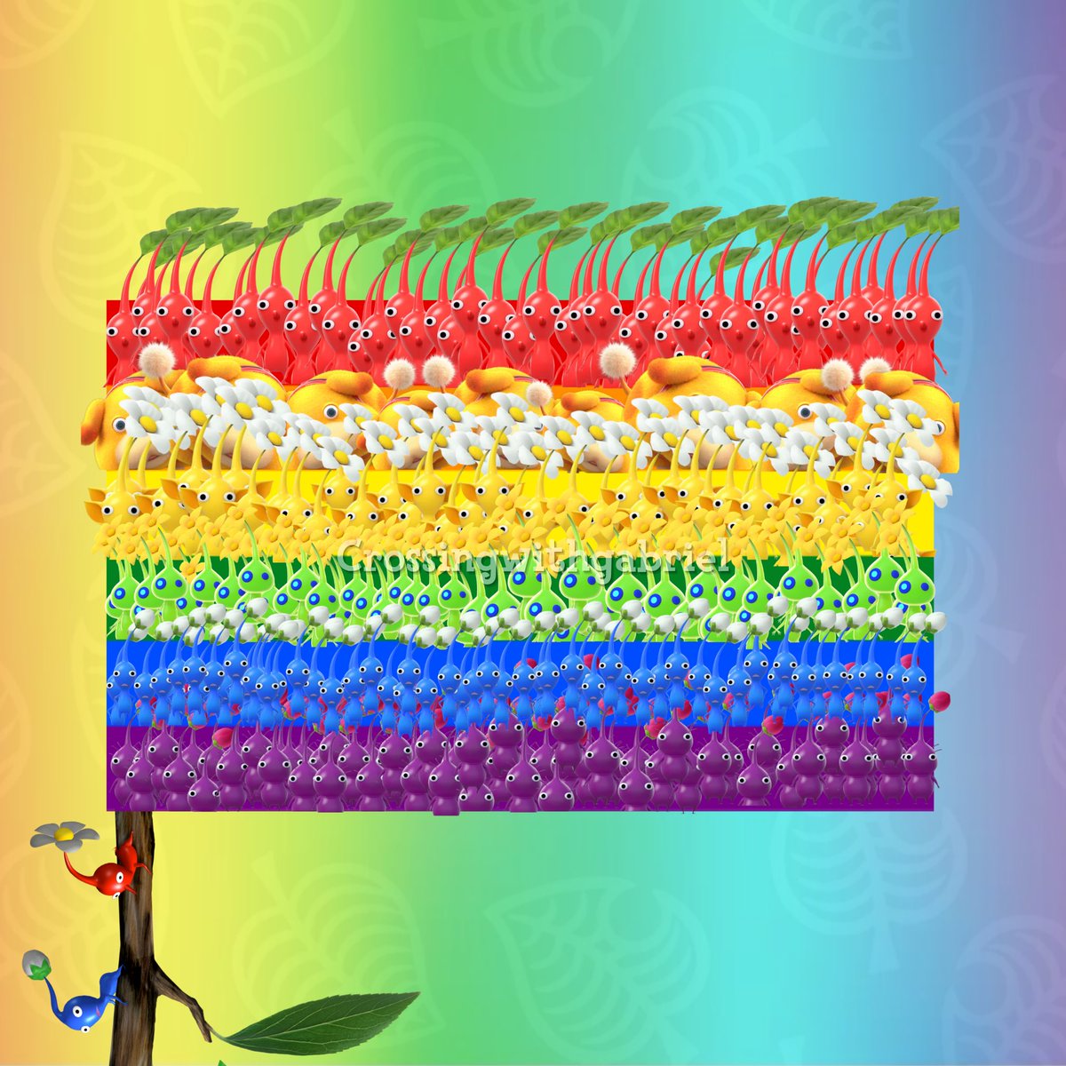 GabrielHorizons's tweet photo. Happy pride month!!! I present you pikmin pride flag ✨ https://t.co/j68hHnyEXQ