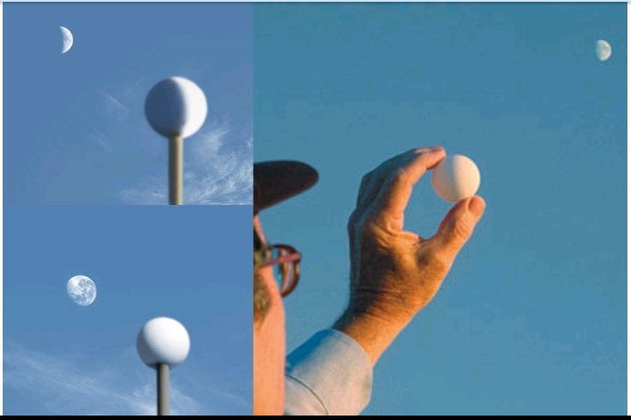 Xaquery1's tweet photo. Hold a ping-pong ball up to the moon, you'll see it lit up the same way by the Sun.

Matches what you get from parallel light rays striking distant, spherical objects, just like what the globe model expects.

Good try, though. https://t.co/WAZ2VP8E0v