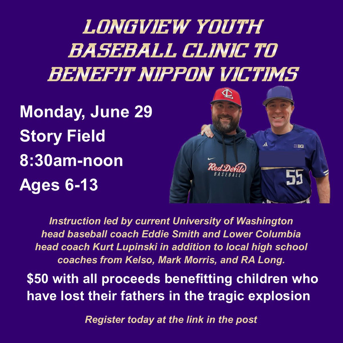 CoachEddieSmith's tweet photo. Longview was home for 5 years. The people and the grit of the region have stayed in my soul ever since.

Hoping the Cowlitz baseball community can enjoy a clinic with proceeds benefiting kids who lost their fathers in last week’s tragedy.

Sign up here: https://t.co/cyqOx1HHlz https://t.co/BljbjQ3uqh
