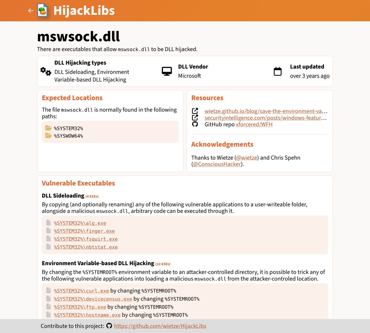 Wietze's tweet photo. https://t.co/r67jck8ZGo just got a visual refresh 🌟

Explore 600+ documented DLL Hijacking cases, including:
• JSON/CSV/YAML feeds
• Sigma detection content for every DLL
• A single Sigma rule covering all DLLs

Check it out: https://t.co/2PJCgKEZwO https://t.co/MiuPV4Jokn