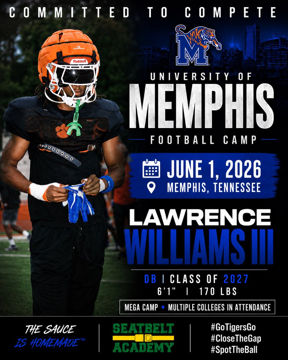 LawrenceWIII's tweet photo. Camp Szn continues tomorrow at @MemphisFB Camp. Big thanks to @coachdot3rd 
@ParkviewFB @PViewFBRecruits @RecruitGeorgia @GwinnettRecruit https://t.co/fcabRwH9Nh