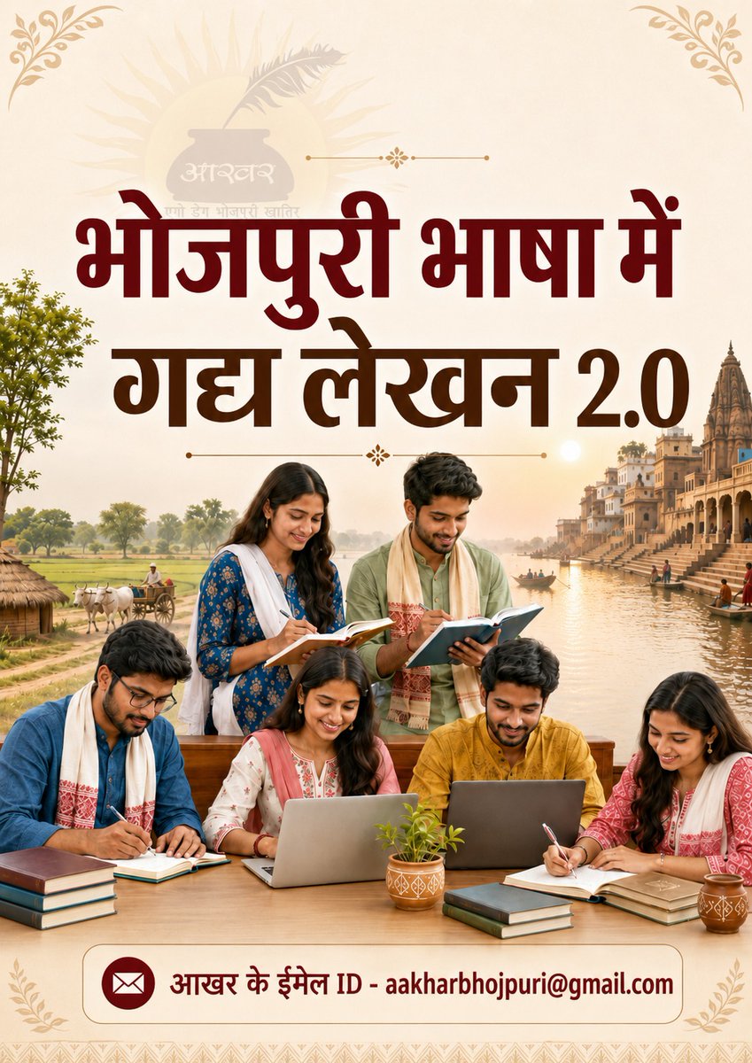 aakharbhojpuri's tweet photo. भोजपुरी में गद्य-लेखन के बढावा देबे खातिर  : भोजपुरी गद्य लेखन 2:0

आखर के ओर से साल 2013 में "भोजपुरी भाषा में गद्य लेखन" नाव से एगो प्रयास भइल रहे जवना में भोजपुरी भाषा में कथा – कहानी, निबंध आ अलग अलग बहुत लेख लिखे खातिर ढेर लोग जु‌टल आ लिखबो कइल । बहुत लोग पहिला बेर भोजपुरी लिखे के शुरुआत 2013 में कइले रहे ।

कवनो भाषा के विकास में ओह भाषा में लिखाए वाला गद्य के चिन्हासी ठीक ओसहीं होला जइसे आदमी के देहिं में रीढ के हड्डी के होला । मुड़ी से ले के गोड़ तक के जुड़ाव रहेला आ संवसे देहिं के सही आकार आ तरिका से राखे में जइसे रीढ के हाड़ आपन भुमिका निभावे / निबाहे ला ओहिंग, कवनो भाषा खातिर गद्य के महत्व ह ।

गद्य लेखन से, लिखाए वाला भाषा के बल मिलेला, ज्ञान आ शिक्षा के राहि ओह भाषा में खुलेला, ओह भाषा में नया-नया शब्दन के रचाए आ गढाए भा आवग के संभावना बेसी रहेला । गद्य लेखन से ओह भाषा, भाषा वाला समाज के इतिहास आ संस्कृति सुरक्षित रहेले, नया-नया विचार आ तार्कीक बात-बतकही के आधार गद्य लेखन से मिलेला आ ओह भाषा के साहित्य के विस्तार होला ।

एहि कुल्हि के ध्यान में राखत, आखर फेरु से " भोजपुरी में गद्य" लिखे खातिर रउरा सभ से निहोरा क रहल बड़ुवे ।  असल में " भोजपुरी में गद्य लेखन"  के माध्यम से हमनी के मिलि - जुलि के कुछ बेहतर क सकेनी जा अपना भाषा भोजपुरी खातिर, आ एहि से इ निहोरा बा ।

एह खातिर कुछ साधारण बाकिर जरुरी नियम / कानून बनल बा जवना से रउवा सभ के लिखे आ आपन लेख के भेजे में सुविधा रही ।

त कुछ जरुरी बात ध्यान रहे :

क) रउरा का करे के बा ?

1- लेख राउर लिखल होखे, यानि कि मौलिक होखे, AI के भा केहू अउरी के लिखलका के कॉपी पेस्ट ना होखे । कॉपी पेस्ट लेख भा AI के लिखल लेख जदि रहल त लेख आ लिखे वाला के फेरु कबो मोका ना मिली ।
2- भाषा भोजपुरी होखे के चाहीं । भोजपुरी के कवनो रुप (पछिमाहा, आदर्श, मधेसी आदि इत्यादि) में लेख हो सकेला। बाकिर लेख के भाषा भोजपुरी होखे के चाहीं।
3- लेख में असंसदीय शब्दन के प्रयोग ना होखे । फुहर-पातर ना होखे, गारी-गलौज ना होखे, धार्मिक, जातिवाद, क्षेत्रवाद के बढावा ना देत होखे ।
4- लेख में शब्दन के संख्या कम से कम 1000 होखे के चाहीं बाकिर 2000 से बेसी ना होखे के चाहीं ।
5- लेख के संगे संगे राउर आपन फोटो होखे के चाहीं जवना के प्रयोग पोस्टर आदि खातिर कइल जाई आ 50-100 शब्दन में राउर परिचय होखे के चाहीं ।
6- लेख अप्रकाशित होखे के चाहीं, यानि कि आखर के भेजे से पहिले राउर लेख कतहूँ प्रकाशित ना भइल होखे ।
7- फॉन्ट के साइज 10-12 के बीच में होखे के चाहीं आ फॉन्ट अइसन रहे कि ओह के फेसबुक / ट्वीटर (एक्स) प लगावल जा सके ।
8- वर्ड (word) फाइल में लेख के भेजी, ईमेल से लेख के अटैच क के भेजी, आखर के फेसबुक इनबाक्स में लेख भेज सकेनी । आखर के ईमेल आईडी ह - aakharbhojpuri@gmail.com
9- गद्य लेखन में, कथा, कहनी/कहानी, निबंध, आलोचना, समालोचना, लेख, संस्मरण, रिपोर्ट / रिपोर्ताज, भुमिका, समीक्षा, इतिहास, जीवनी आदि लिखा सकेला ।
10- एगो लेखक के एक हफ्ता में ढेर से ढेर दू गो लेख लाग सकेला।

ख) आखर का करी ?

1- राउर लेख, आखर के फेसबुक / ट्वीटर (एक्स) प राउर फोटो के संगे लागी ।
2- रउरा लेख के मुल्यांकन - विषय के समझ, प्रस्तुति, भाषा शैली, भाषाई समझ, लोकोक्ति मुहावरा के प्रयोग, लेखन शैली, विचार के गहिराई, लेख आ बात के परोसे वाला भाव आ ओकर गहराई जइसन चीजन के ध्यान में राखि के कइल जाई आ संगे संगे, ओह लेख प आइल पाठक लोगन के प्रतिक्रिया, शेअर कमेंट आदि के ध्यान में राखि के कइल जाई ।
3- जदि निकहा आ सैगर लेख भेटा जाई त आखर के ओर से एह कुल्ह चयनित लेख के किताब के आकार दिहल जाई आ किताब के प्रिंट वर्जन प्रकाशित कइल जाई । माने किताब ले आवल जाई ।
4- जवना-जवना लेख के चयन कइल जाई, ओह लेख के लिखे वाला लेखक लोगन के आखर के ओर से कुछ उपहार भेजल जाई जवना में भोजपुरी में लिखाइल कुछ खास किताब जरुर रही ।

ग) एह से का होई ?

1- रउरा सभ के लिखल देख, अउरी लोग, नवहा लोग आ नया नया लोग भोजपुरी में लिखे खातिर जुड़ी ।
2- भोजपुरी भाषा आ साहित्य के नेव अउरी बरिआर होई आ भोजपुरी भाषा साहित्य के अउरी परचार होई ।
3- अलग अलग लेख आ लेख के माध्यम से जानकारी, भोजपुरी भाषा के ले के एगो नया आ बेहतर माहौल / वातावरण के आकार दिही ।
4- भोजपुरी भाषा आ साहित्य में श्री-वृद्धि होई ।

रउवा सभ के लेख के इंतजार में बानी जा आ जदि एह से जु‌डल कुछ शंका-सुबहा होखे त आखर के ईमेल करीं आखर के फेसबुक भा ट्वीटर (एक्स) के इनबाक्स में लिखीं ।

राउर आपन

आखर परिवार !

नोट- इ कुछ साधारण नियम कानून बा, बाकिर एह नियमन में कुछ बदले जो‌डे घटावे हटावे के अधिकार आखर के जरी बा । ध्यान दिहीं, भोजपुरी भाषा आ साहित्य खातिर नीमन से नीमन लिखल बढिमा गद्य लिखल जरुरी बा हमनी के सब केहू के फोकस एहि प होखे के चाहीं ।