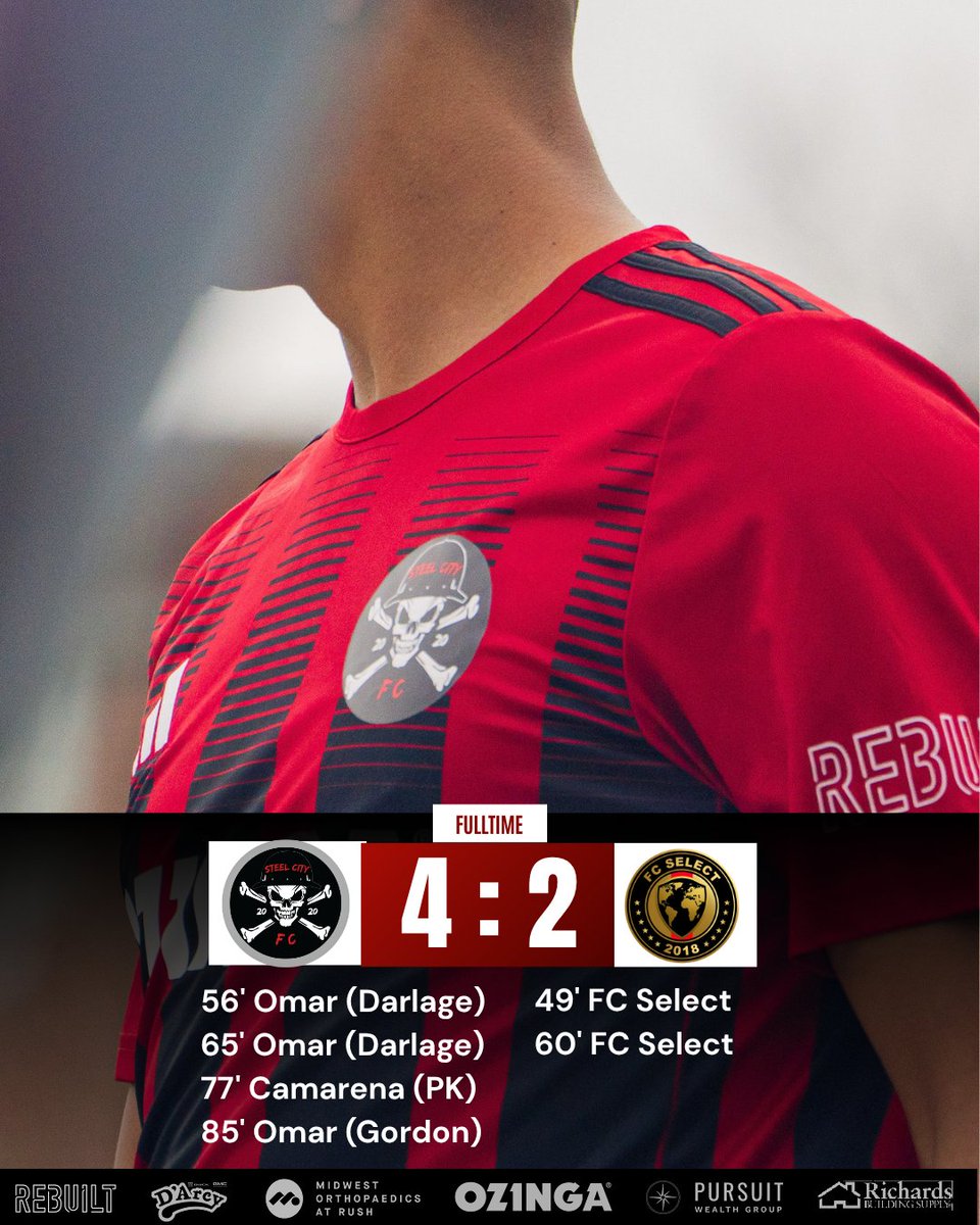 Steel_City_FC's tweet photo. 🏴‍☠️ Heavyweight Response  

Twice FC Select grabbed the lead. Twice Steel answered.  

What began as a cagey chess match turned into a second-half street fight, and Steel City showed the composure and resiliency of a veteran side with ambitions at the top of the MWPL table (1/4). https://t.co/f40iGxGrpt