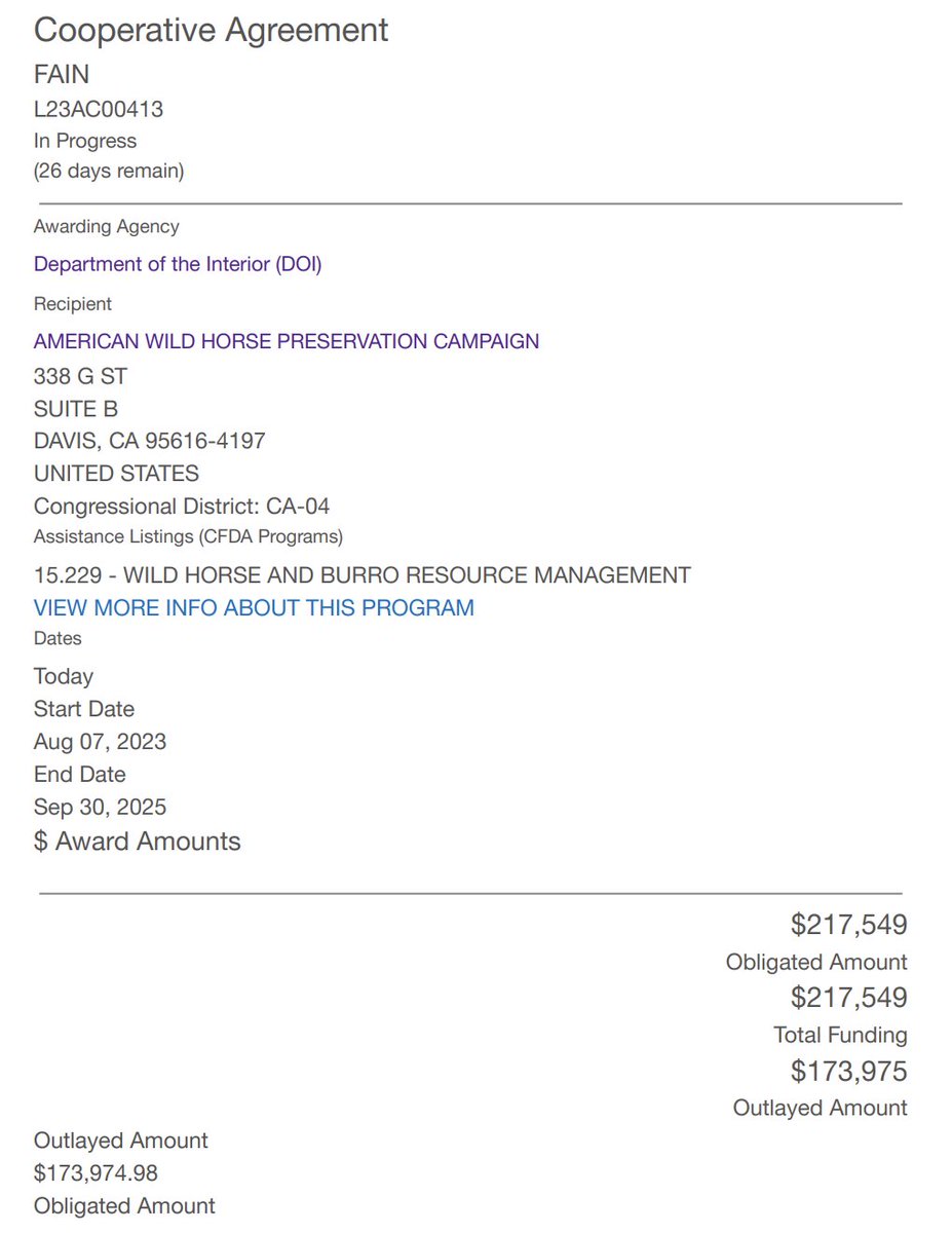 OfficialWHFB's tweet photo. AWHC is Paid to Sterilize horses, ending genetic sustainability!  A FACT! They are Paid by the Bureau of Land Management as contractors to Sterilize American Wild Horses... they are the ANTHESIS of 'conservation'... See their $$$ Contract for sterilizing horses below. #WIldHorses #SterilizationCult #GeneticDecline #Extermination