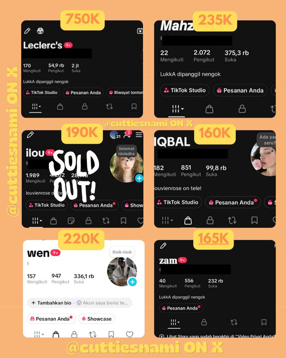 2ndSherly's tweet photo. 🍊 WTS ACC TIKTOK 🍊

detail acc : kerkun/affiliate semua nya on (kec yang 500F), live on 3/4 fitur, no pl, akun safe, bisa ganti all data, tempel link dibio, avail rekber! Kalau mau order ke wa dibio @cuttiesnami (jangan dm)

t. wtb/wts akun tiktok #zonauang #zonajajan #zonaduit https://t.co/glSfzFUxWB