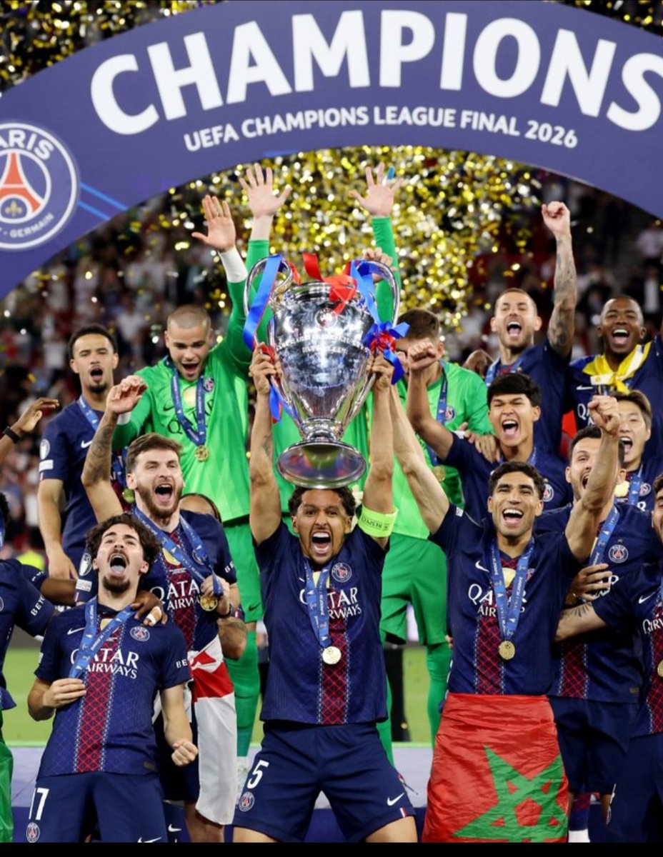 RTTHaiti's tweet photo. Le Paris Saint-Germain a remporté l'édition 2026 de la Ligue des Champions de l'UEFA.Le club parisien a conservé son titre européen en battant Arsenal en finale  aux tirs au but (4-3) après un match nul 1-1 à l'issue de la prolongation, réalisant ainsi un doublé consécutif. https://t.co/rEnWwAbo4H