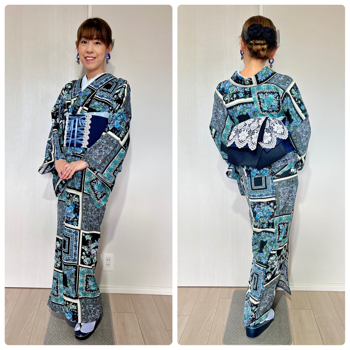 MeGamba12's tweet photo. 5月なのにこの暑さなのでセオ解禁

華やかスカーフローズに
清楚なコルセット風の帯
ヘドレは着物と薔薇つながり
小物と草履は青で統一して爽やかに💙

着物･草履 @furifufurifu 
帯 @MIKISAKURA11 
半衿･帯揚げ @tsubaki_an 
ヘドレ @latelierbonbon 

 https://t.co/vNVtnInHUX

 #きものレシピ https://t.co/5DdhE1wA70