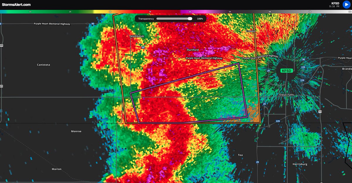 WaynesboroPA's tweet photo. A confirmed tornado warning was issued for portions of Minnehaha county in South Dakota.  See shelter in the warned area.  This tornado is radar confirmed.  Alert and radar: https://t.co/jATlWvngUx https://t.co/Zf8UQjHnGB
