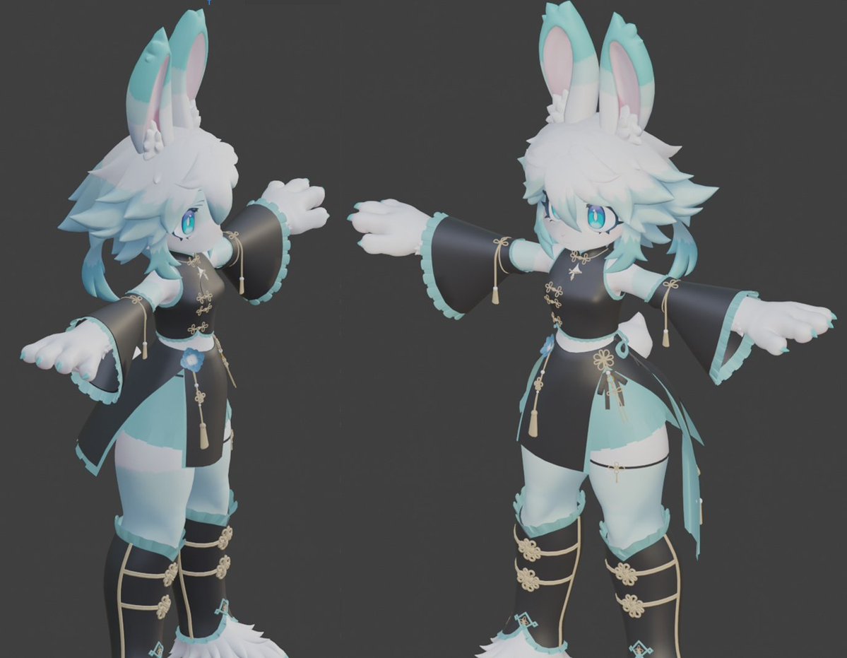 FluffysCafeVR's tweet photo. まだ、テクスチャ作業の途中ですが、当店でもアルミィちゃん向けのお洋服を製作中です！🐰

ファーシェーダ用のノーマルマップやマスクについても準備中ですので、今しばらくおまちください！
#けだまびより https://t.co/mnnK52MAGM