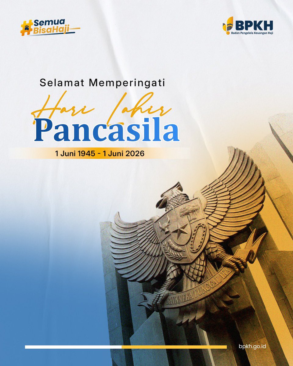 BPKHRI's tweet photo. Selamat Memperingati Hari Lahir Pancasila🇮🇩

Pancasila bukan sekadar dasar negara, tetapi juga nilai yang menyatukan keberagaman, memperkuat persaudaraan, dan menuntun bangsa menuju kemajuan.

Mari terus mengamalkan nilai-nilai Pancasila dalam kehidupan sehari-hari demi Indonesia yang rukun, adil, dan sejahtera.

#bpkhri #semuabisahaji #ayohajimuda #harilahirpancasila