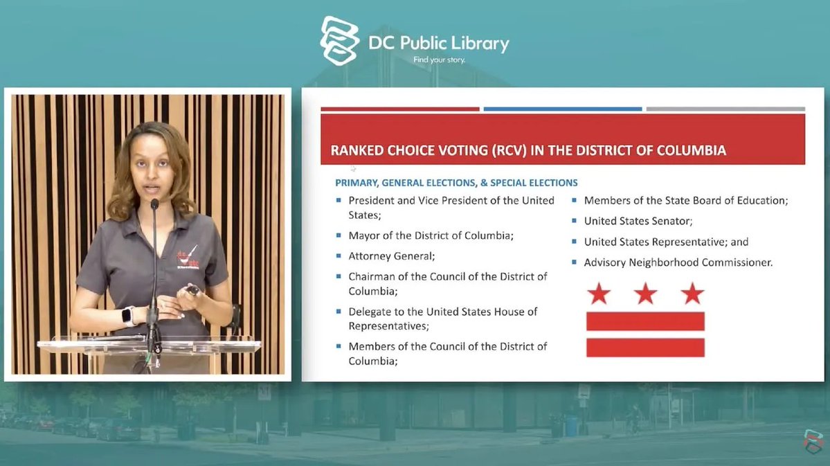 dcpl's tweet photo. 🗳️ Ranked Choice Voting is coming to DC in June 2026.

Learn how it works and how to prepare before you vote. Watch the DC Board of Elections presentation now. https://t.co/WnfhyF6Gzp https://t.co/UYlL5pfhZJ